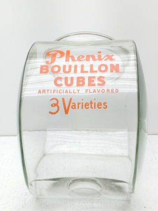 Vintage Phenix Bouillon Cubes Glass Store Countertop Jar Display Advertising