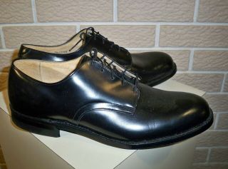 Vintage Us Army Class A Black Leather Oxford Dress Shoes Dated 1985 Nos - Size 10