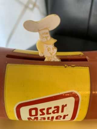 Vintage 1960 ' s Oscar Mayer Wienermobile Metal Bottom w/Little Oscar IOB 3