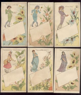 6 Matching Oscar Wilde Aesthentic Movement Trade Cards,  Complete Set K793