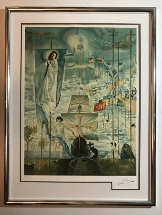 Vintage Lithograph By Salvador Dali Titled The Discovery Of America.  Pencil Sign