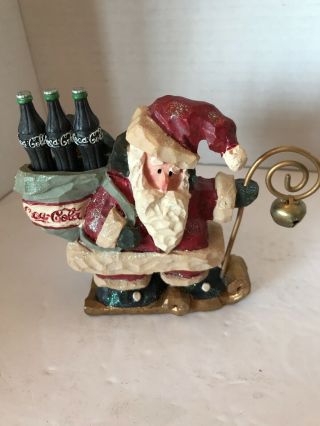 Coca - Cola Christmas Village Figurine Santa On A Sled Kurt Adler Snowman 1998