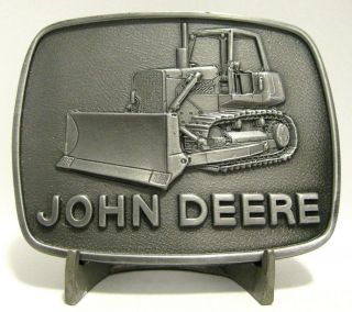 John Deere 850 Crawler Tractor Bulldozer Dozer Belt Buckle 1978 Vintage Jd