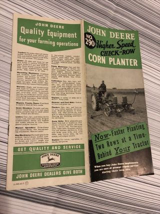 1945 John Deere Higher Speed Check - Row Corn Planter Brochure