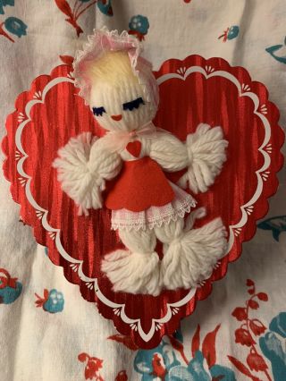Vintage Valentine Heart Shape Candy Box With Doll