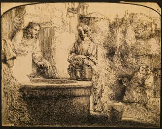 Rembrandt Van Rijn And Studio - Christ And The Woman Of Samaria,  1657