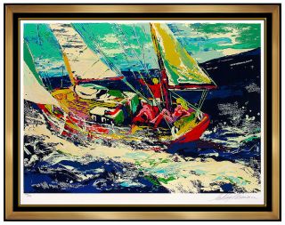 Leroy Neiman North Seas Sailing Large Color Serigraph Hand Signed Sports Artwork
