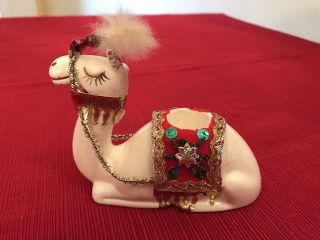 Vintage 1960 Holt Howard Ceramic Christmas Candle Holder White Camel