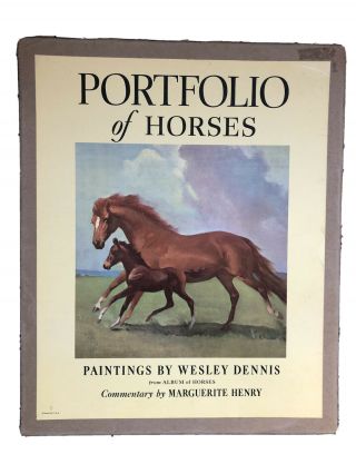 Vtg 1st Printing - Portfolio Of Horses 1952 - Wesley Dennis All 23 Color Prints