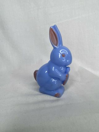1940’s Knickerbocker Hard Plastic Easter Blue Bunny Rabbit Rattle W/ Carrot