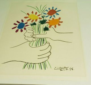 Pablo Picasso “BOUQUET OF PEACE” Very Large Lithograph From 1958 Unframed 2