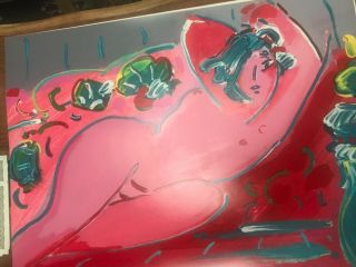 Peter Max Signed Numbered Serigraph 1988 Reclining In Red Oop