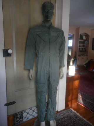 Us Military Cwu - 27/p Aramid Flight Suit Flyers Sage Green Coveralls 40r Dla100
