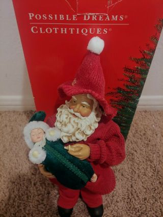 Clothtique Possible Dream North Pole Nanny Santa Claus w Baby Christmas Figurine 3