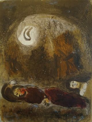 Marc Chagall " Ruth At The Feet Of Boaz " Lithograph From Verve