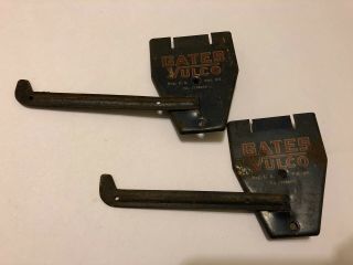Pair 2 Vintage Gates Vulco Fan Belt Rack Display Hangers Tin Metal