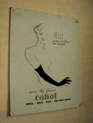 Présentoir Publicitaire Ancien Carton Gants Canat Femme Glove Lingerie Nylon