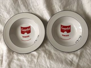 Andy Warhol Signed Campbell’s Tomato Soup Bowls Block Pop Art Series Qty.  2