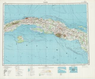 Russian Soviet Military Topographic Map - La Habana (cuba),  1:1 000 000,  Ed.  1963
