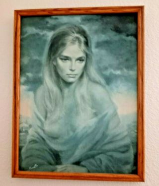 Vintage " Girl Of Valdarno” Joseph Wallace King Vinciata Nude On Canvas Framed