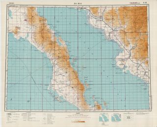 Russian Soviet Military Topographic Maps - La Paz (mexico),  1:1m,  Ed.  1950