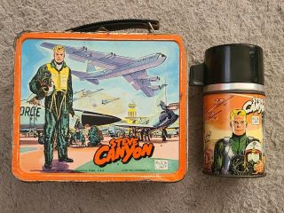 1959 Vintage Steve Canyon Metal Lunch Box And Thermos - U.  S.  Air Force
