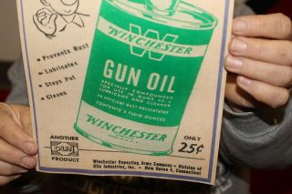 Vintage 1950 ' s Winchester Gun Oil Handy Oiler Can Shotgun Rifle Hunting Sign 2
