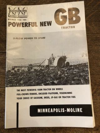 Minneapolis Moline Industrial Wheelers Gb Tractors Advertising Sales Brochure