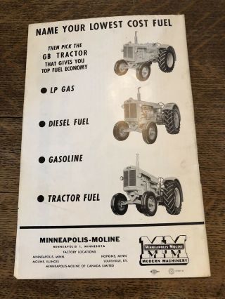 Minneapolis Moline Industrial Wheelers GB Tractors Advertising Sales Brochure 3