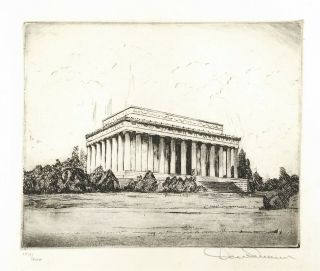 Don Swann Etching Of Lincoln Memorial Washington Dc