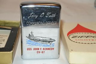 Vintage Zippo Lighter Uss John F.  Kennedy Cv - 67 Commanding Officer Engraved 1976
