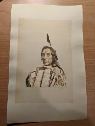 Lyman Byxbe Etching - " Red Cloud ",  1932 - Important Indian Portrait - Signed