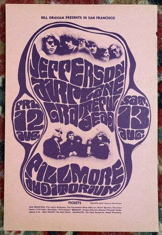 Bg - 23 Grateful Dead Jefferson Airplane Wes Wilson Fillmore 1966 Handbill Nm
