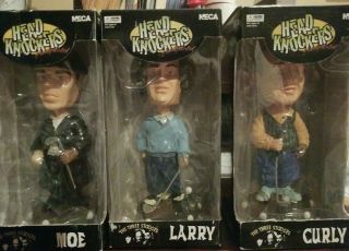 Neca The Three Stooges Head Knockers - Bobbleheads Golf Nib Larry Curly And Moe