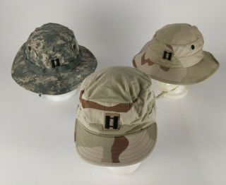 Us Army Named Captain Rank Desert & Digital Camo Field Cap And Sun Hats Sz 7 1/2