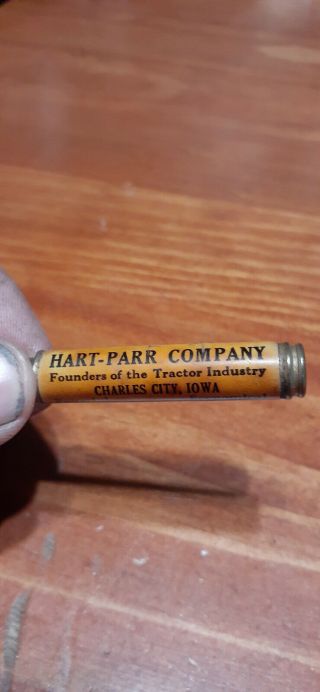 Joritz Hart Parr (pre - Oliver) Tractor,  Stubby Bullet Tin Shield Pencil,  Cap.