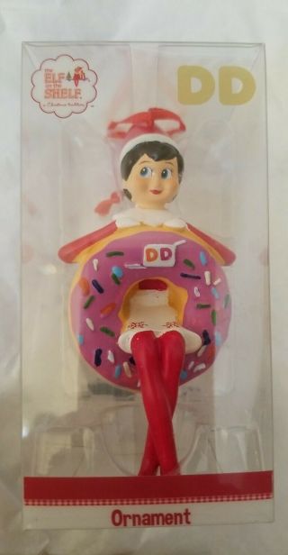Dunkin Donuts Elf On The Shelf Strawberry Sprinkle Holiday Ornament Girl 2018