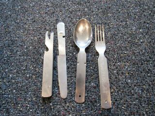 Post Wwii West German Army Officer Field Mess Knife,  Fork,  And Spoon Set