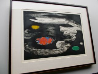 1962 Francois Nakayama Pencil Signed Abstract Expressionist Etching