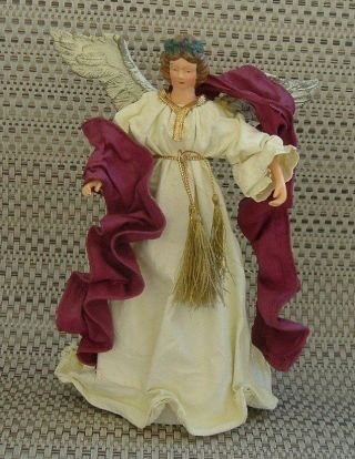 Crinkle 7 1/2 " Paper Mache Angel Christmas Tree Topper Table Top Decor