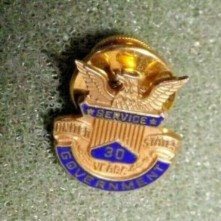 Vintage 30 Year United States Government Service Lapel Pin Award 10k Gold Eagle
