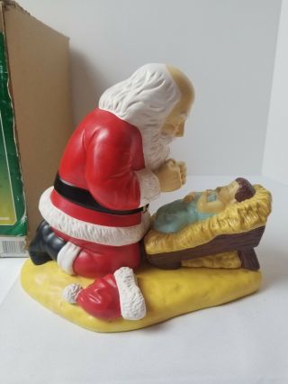 Vintage The Kneeling Santa Ceramic Figurine Musical Roman Inc 1988 Box