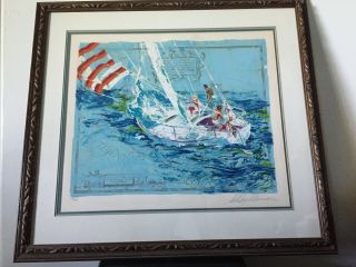 Leroy Neiman " Nantucket Sailing " Limited Edition Serigraph,  Framed