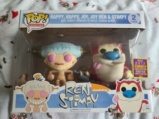 Funko Pop Ren And Stimpy Happy,  Happy,  Joy,  Joy 2 Pack 2500 2017 Sdcc Exclusive