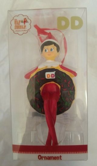Dunkin Donuts Elf On The Shelf Chocolate Sprinkle Holiday Ornament 2018