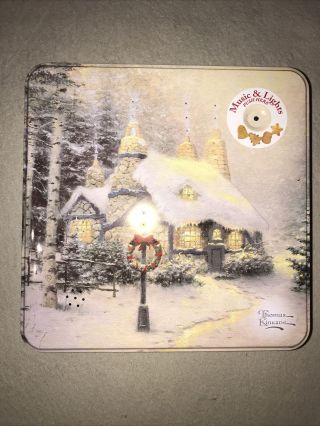 Thomas Kinkade Holiday Sugar Cookie Tin With Music & Lights,  12 Ounce