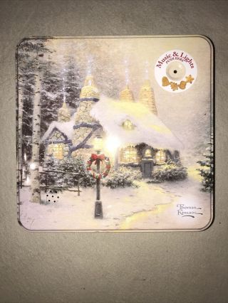 Thomas Kinkade Holiday Sugar Cookie Tin With Music & Lights,  12 Ounce 2
