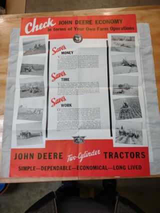 1937 John Deere 2 Cylinder Tractor Fold Out Sales Brochure