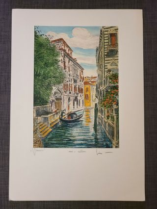 Og Bela Sziklay 1911 - 1981 Hand Colored Etching Italy Venice,  Pencil Signed