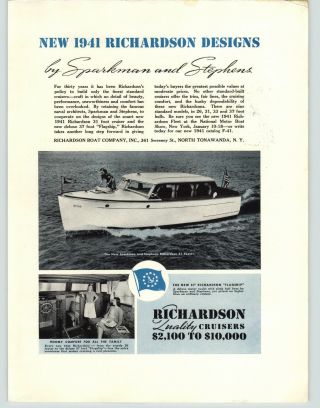 1941 Paper Ad Richardson Motor Boat Cruiser 31 